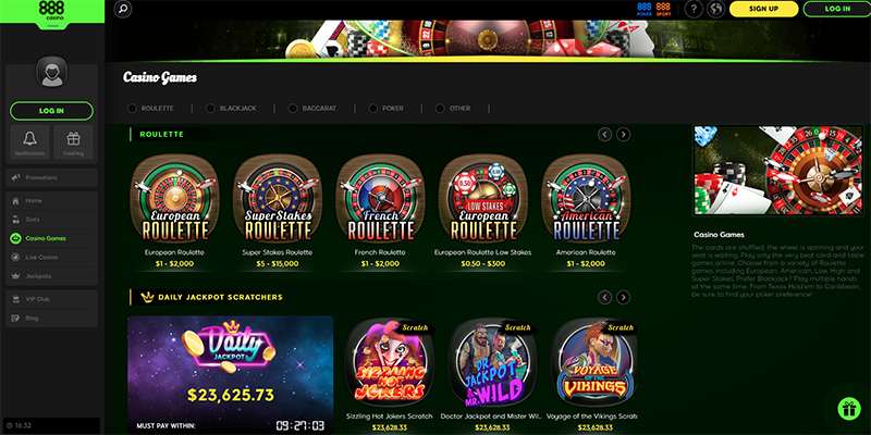 888 Casino Games Canada