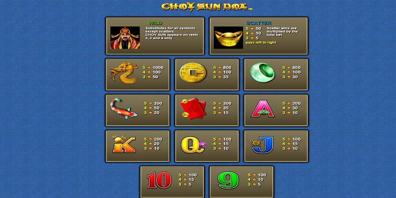 Choy Sun Doa Paytable