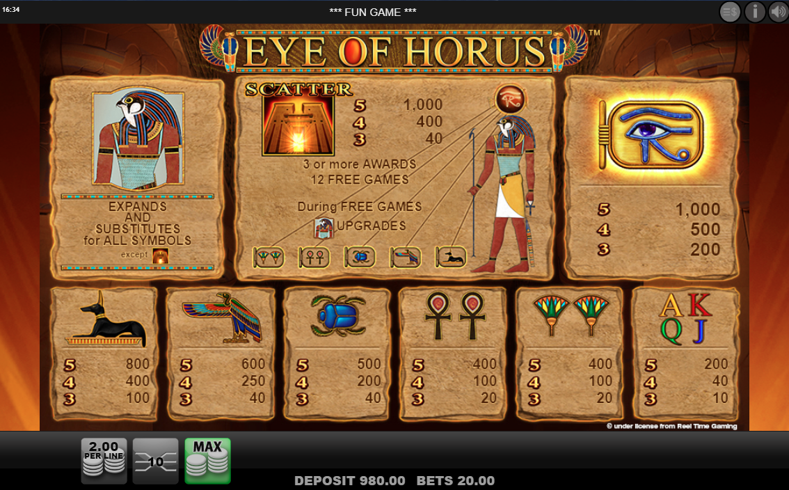 Eye Of Horus Slot Demo