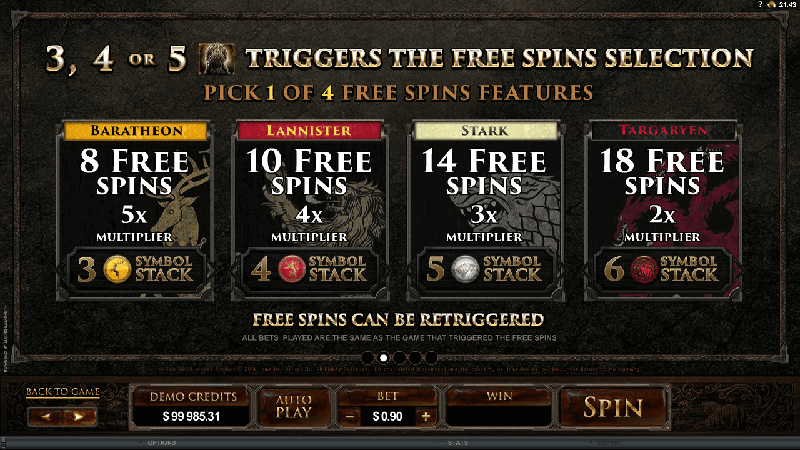 Game of Thrones Slot Free Spins