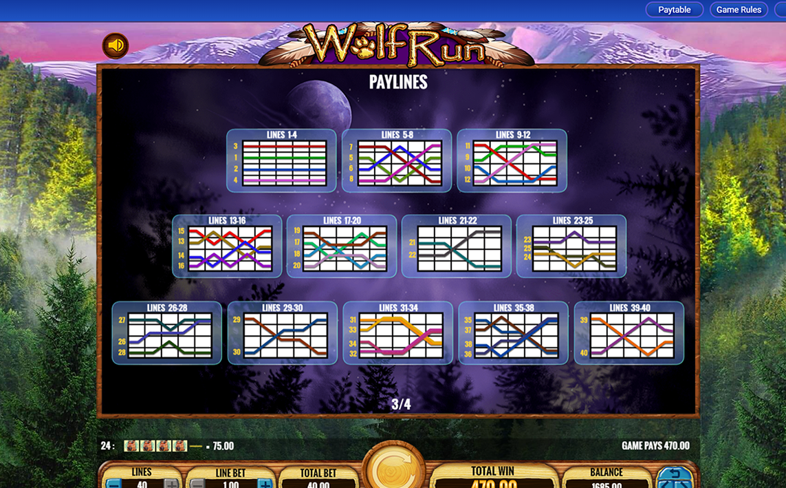 Wolf Run Paylines